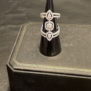 Sterling silver cz elongated beautiful statement ring